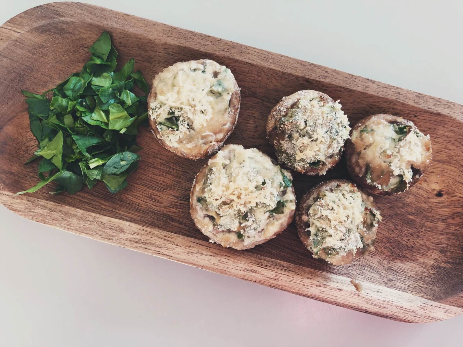 fyldte champignon med spinat