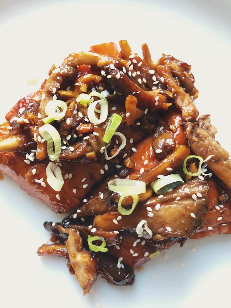 Laks med teriyaki østershatte opskrift