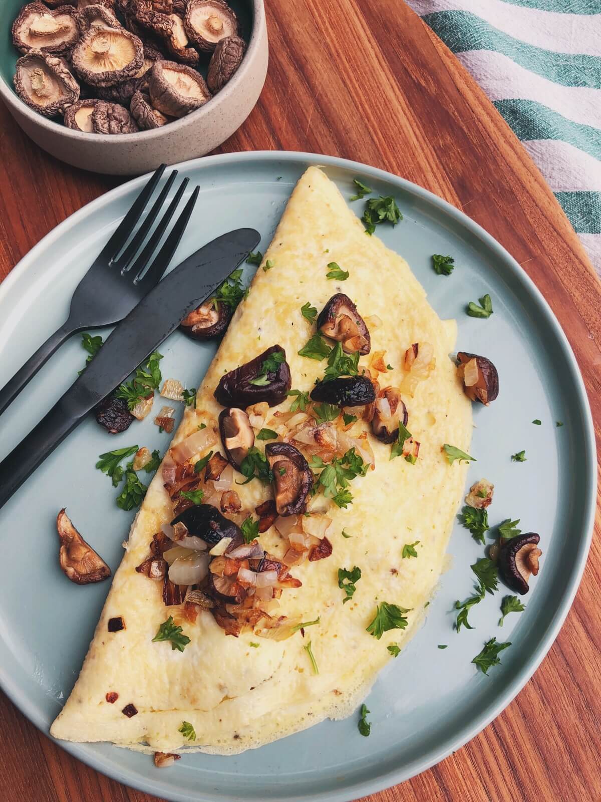 omelet med shiitake svampe ingredienser
