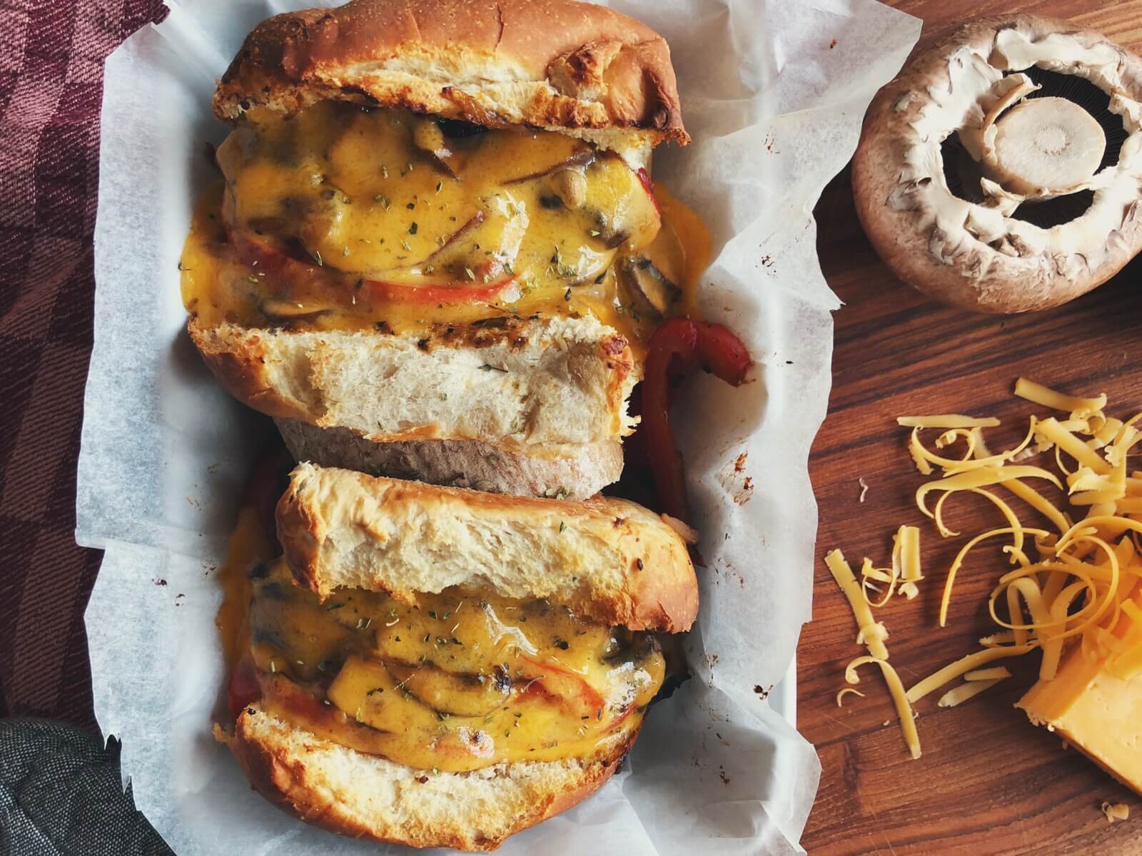 sandwich med portobello og cheddar