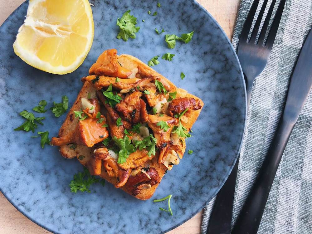kantareller på brød